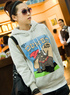 Attrayant gris Suede Womens Hoodie 