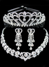Elegant White Alloy Silver-plating Tiara Necklace Earrings Wedding Bridal Jewelry Set