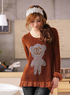 Caf&eacute; Bear manches longues 80 % acrylique 20 % laine Womens Crewneck Top