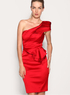 Robe Pour Femme 30% Terylene 70% Soie Jabots Une Epaule Rouge Splendide 