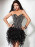 Black Strapless Sweetheart Rococo A-line Beading Net Cocktail Dress