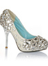 Blanc m&eacute;lang&eacute; Rhinestone d&eacute;coration mariage Bridal chaussures de cuir