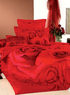 Ensemble de literie de 4-Pc rouge superbe d'impression florale 100% en coton
