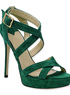Sandales en vert &agrave; talons hauts avec plate-forme en PU de daim 