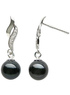 Rond noir Argent 925 7-8mm Boucles d'oreilles perles d'eau douce Zircon Femmes