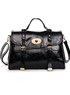 Fashion Black 36*26*15cm Zip Closure PU Polyester Lining Shoulder Bags