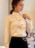 Blouse Chemise F&eacute;minine Soie Jabots Col Dress&eacute; Blanche El&eacute;gante 