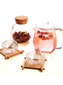 6-pieza rom&aacute;ntica elegante servicio transparente de vidrio a prueba de calor para preparar t&eacute;