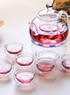 8 piezas de moda cl&aacute;sica transparente t&eacute; de vidrio a prueba de calor Set