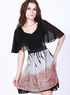 Modern Noire Manches courtes femmes soie Real Robe Taille Plus