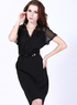 Modern manches noires col V col court femmes en mousseline de soie Robe Taille Plus