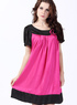 Modern Rose Col rond Manches courtes Imit&eacute; robe f&eacute;minine Soie Taille Plus
