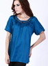 Pretty Blue Royal Real femmes soie col rond taille forte pour T-shirt