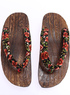Mode tissu rouge Floral 1 3 / 5  '' Flop bois hauteur du talon Flip