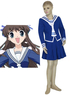 Bleu et blanc en tissu uniforme Fruits Basket Tohru Honda Cosplay Costume Girls