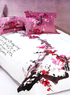 Ensemble de literie blanc et rouge oriental de housse de couette de coton 
