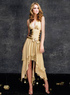 Gold Deep V-Neck Satin Chiffon Long in Back Short in Front Prom Dress/Homecoming Dress