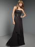 Robe de demoiselle d'honneur mince et noire sans bretelles en mousseline de soie de longueur &agrave; plancher  