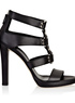 Sandales en noir splendide &agrave; talons hauts en peau de mouton 