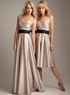 Champagne Satin Strapless Knee Length Womens Evening Dress