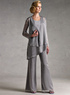Classic Silver Gray Chiffon Mother Of The Bride Pant Suits