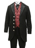Fabulous revers Black Velvet boutons Tissu Jazz Trim Mens pleine Coat Steampunk Longueur