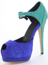 Color Block Sexy Ankle Strap Buckle Peep Toe Sheepskin Suede Womens Dress Sandals
