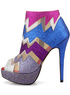 Colorful Glittery Sequined Cloth Peep Toe Women's High Heel Booties