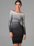 D&eacute;grad&eacute; couleur Off-The-&eacute;paule manches Womens parti robe longue