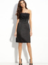 Elegant Black Satin Strapless A-line Knee Length Cocktail Dress