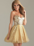 Sweet Gold Strapless Sweetheart Mini Length Yarn Cocktail Dress