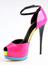 Fuchsia jaune vert Peep Toe cheville sangle Womens Shoes