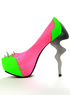 Unique Color Blocking PU Leather Spike Women's High Heels
