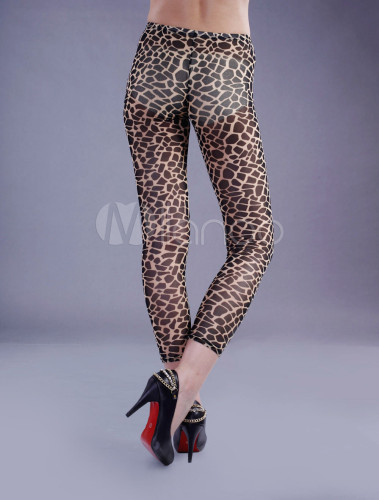 Kiss My Ass Poly Leopard Print Womens Cropped Leggings