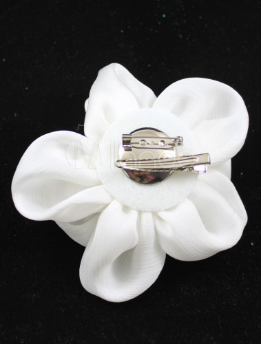 White Imitation Pearl Cloth Flower Wedding Bridal Brooch
