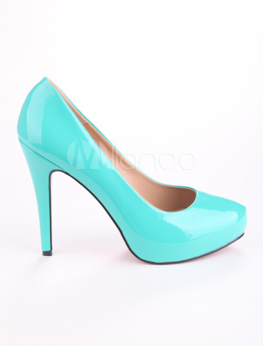 blue patent heels