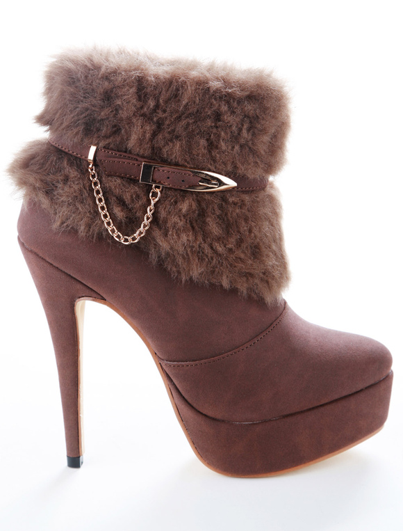 high heel booties brown