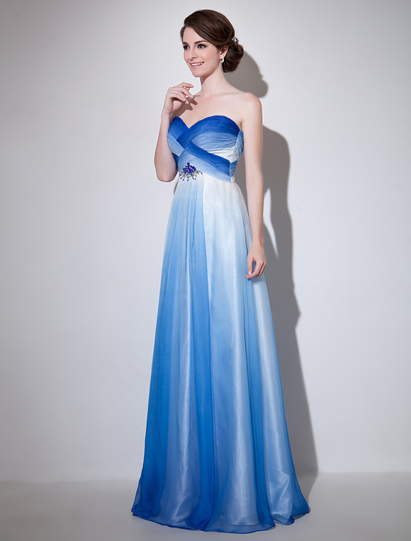 Robe de soirée A,ligne en chiffon bleu royal avec perles Milanoo,No.