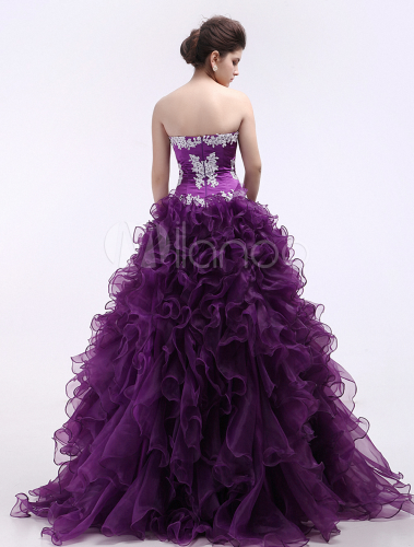 Classic-Grape-Applique-Organza-Sweetheart-Neck-Fashion-Ball-Gown ...