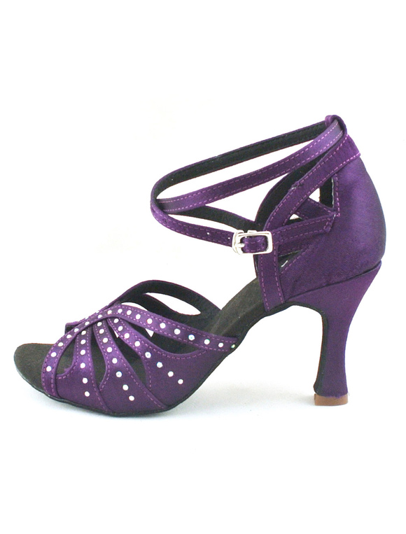 Unique Peep Toe Ankle Strap Satin Ballroom Shoes