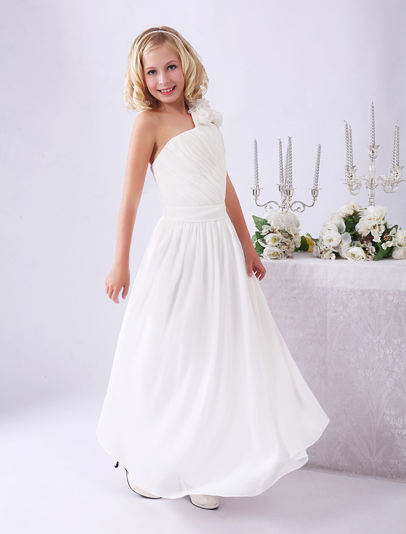 Vestito per bimba damigella avorio in chiffon a fiori a ...