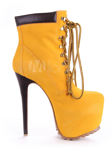 botas altas amarillas mujer
