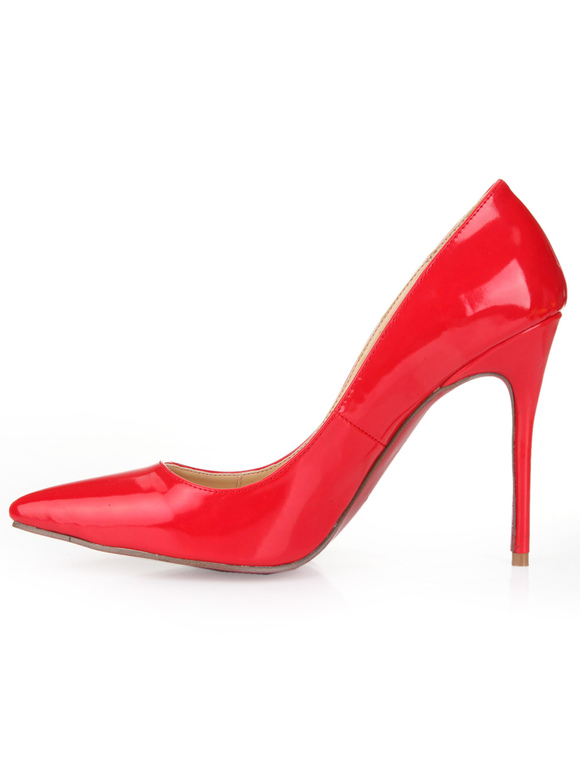 red pointed high heels