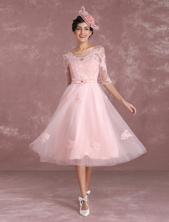 Short Wedding Dresses 2017 Vintage Soft Pink Bridal Gown ... Short Wedding Dresses 2017 Vintage Soft Pink Bridal Gown ...