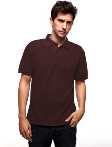 Polo homme marron unicolore avec manches courtes