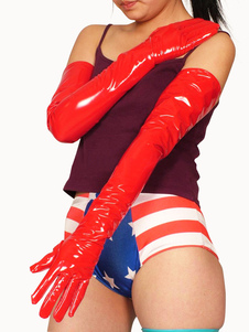 Gants collants en PVC rouge unicolore