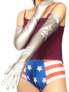 Gants collants métallisés brillants argents