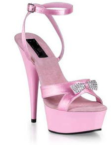 6''High Heel Pink PU Rhinestone Sexy Platform Sandals