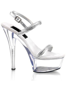 6''High Heel Silver PU Sexy Platform Sandals