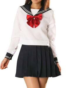Costume cosplay uniforme scolaire blanc et bleu marine